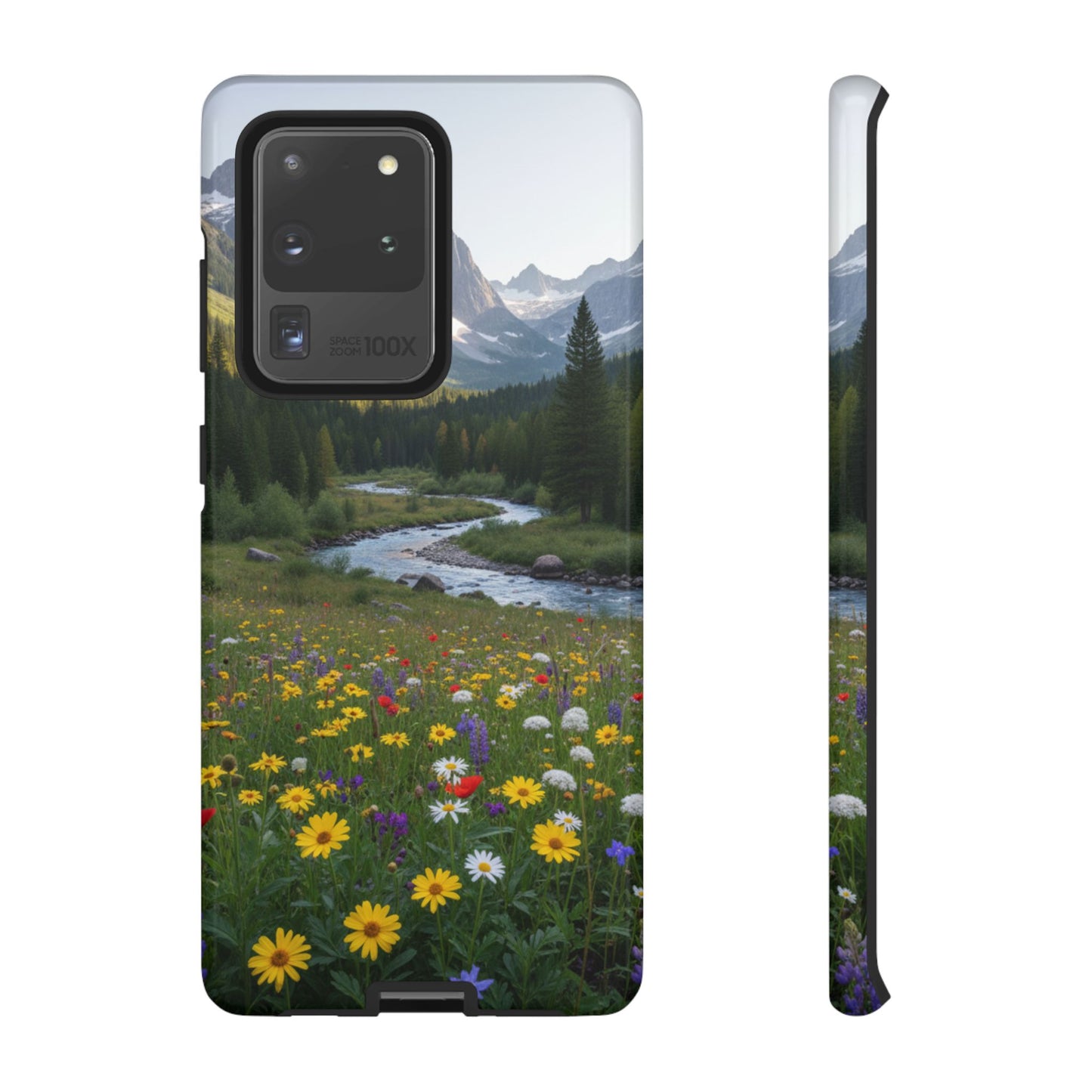 Mountain Meadow Serenity Phone Case - Tough Case with Nature Scenic Design