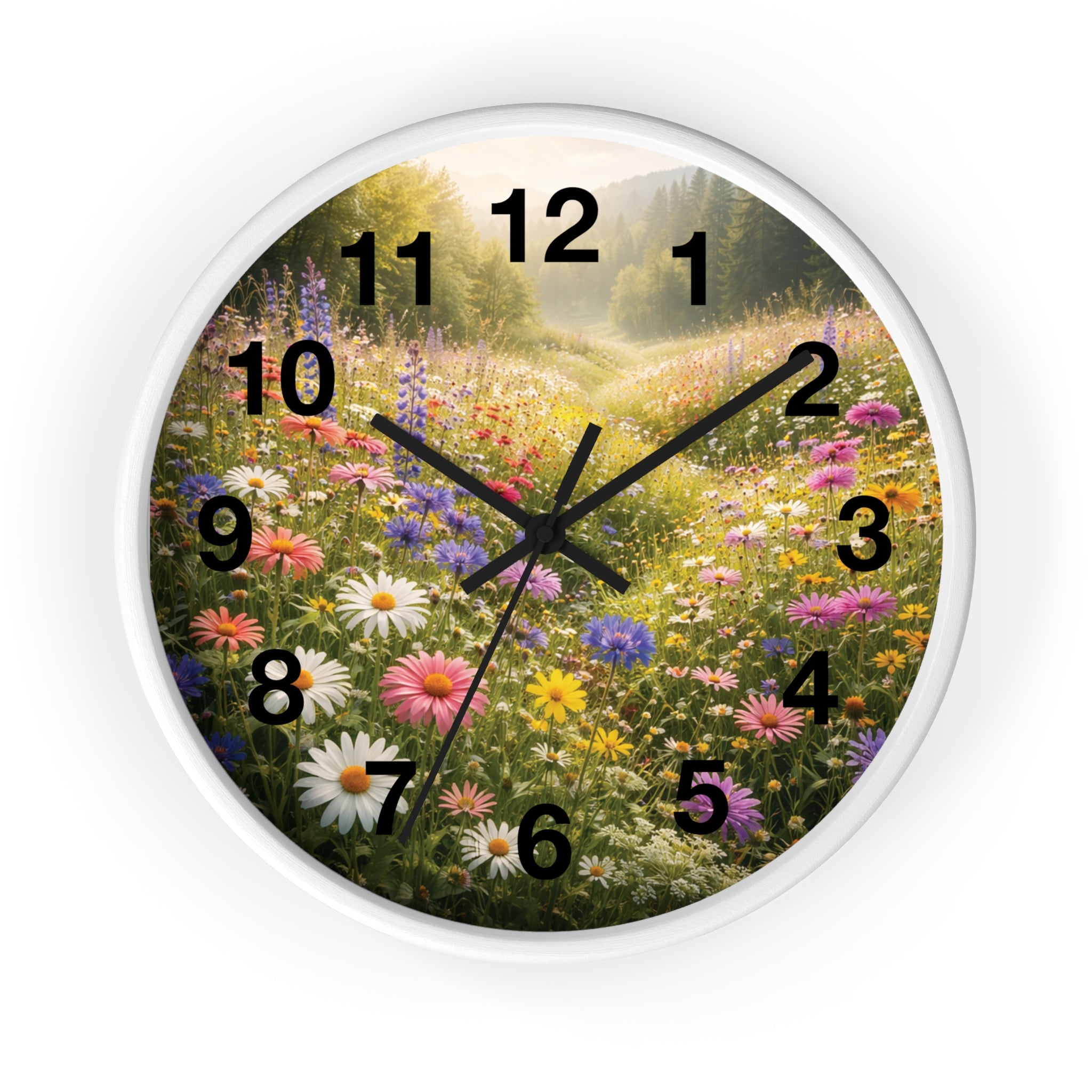 Mountain Meadow Wall wall clock with nature-inspired artwork - product view 3