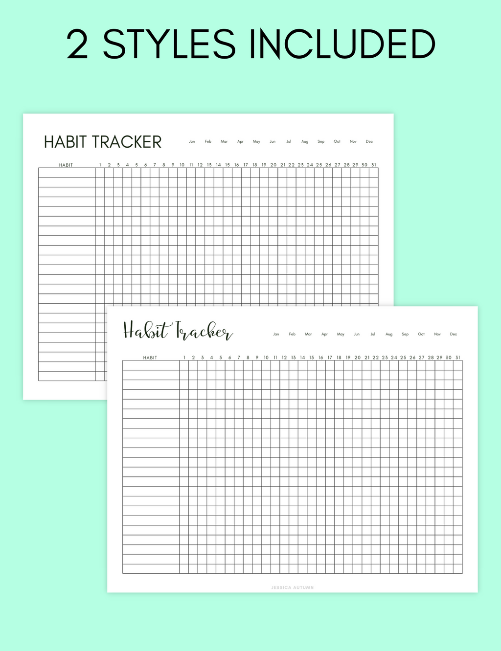 Monthly Habit Tracker uncategorized / needs cleanup with nature-inspired artwork - product view 3