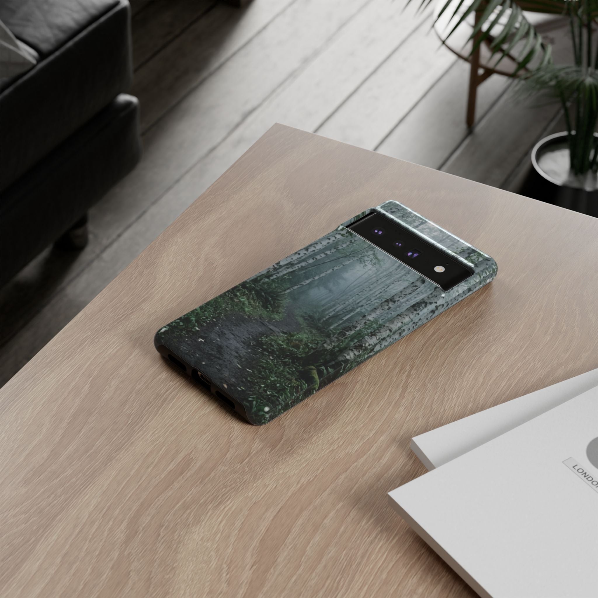 Twilight Birch Tree Path Phone Case
