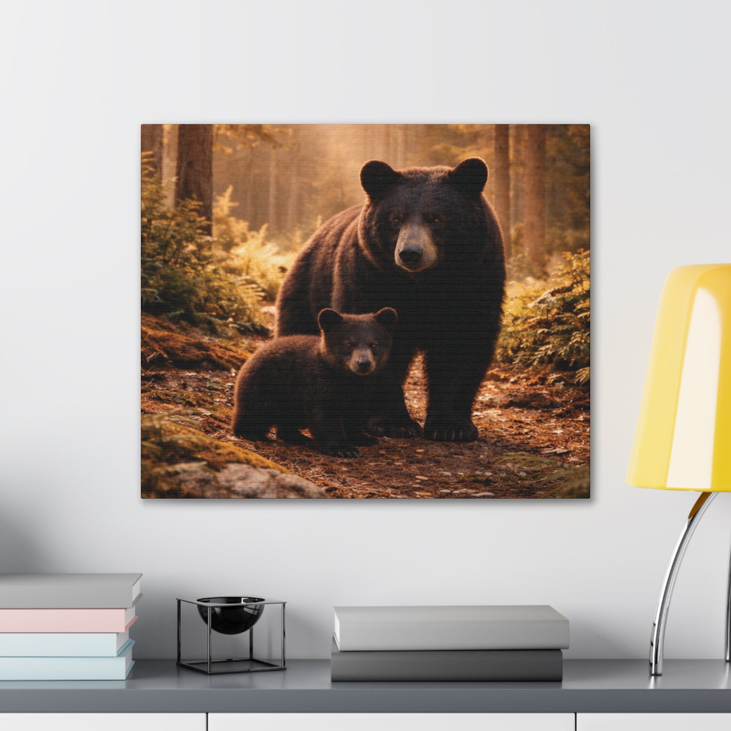 Momma Bear and Cub Wilderness Stretched Canvas