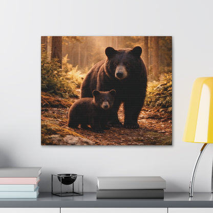 Momma Bear and Cub Wilderness Stretched Canvas