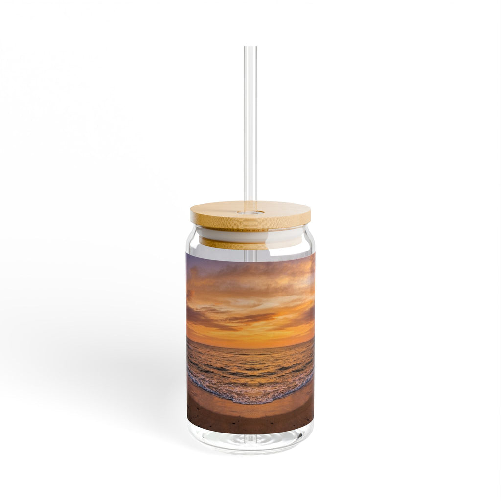 Sunset Beach Scene Sipper Glass - 16oz