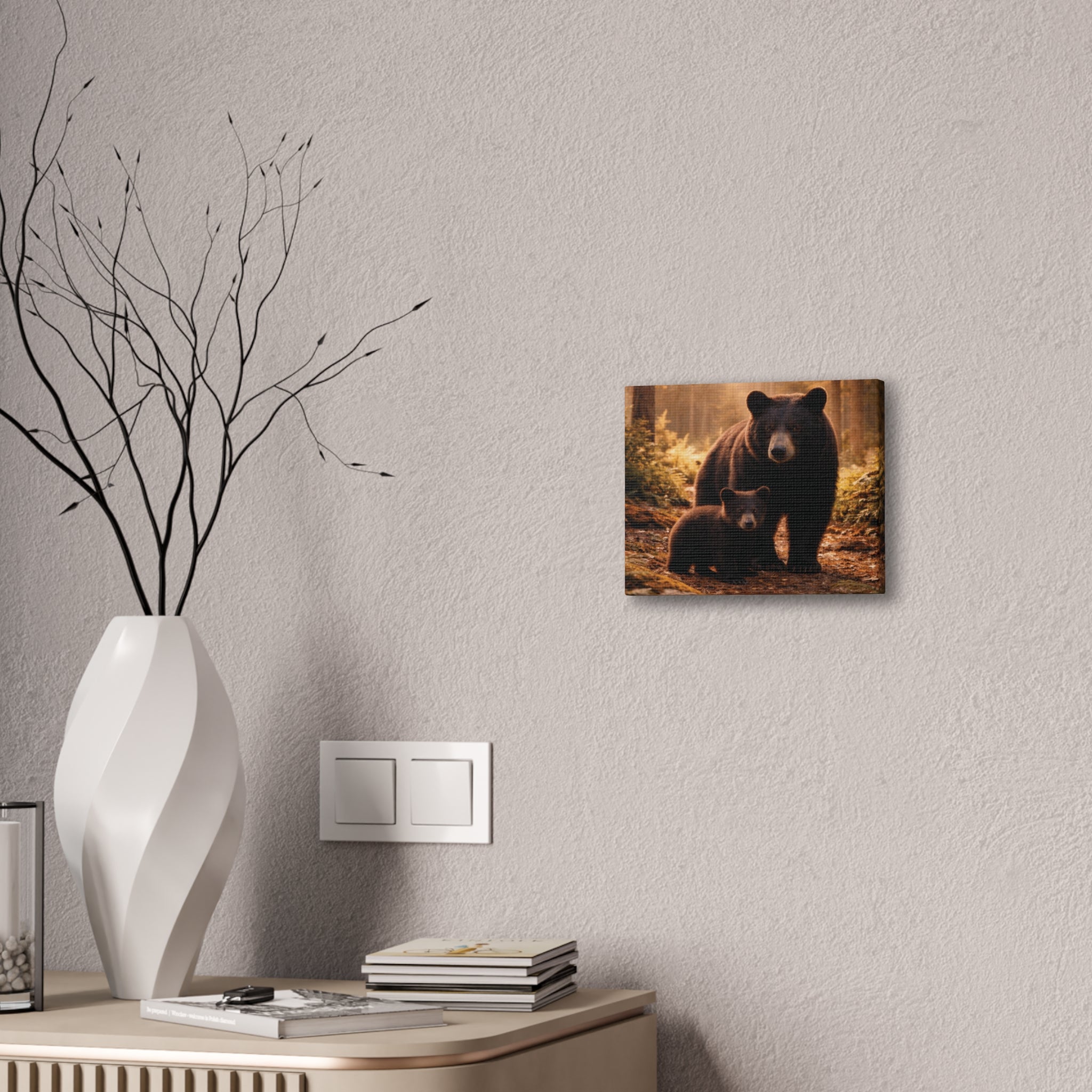 Momma Bear and Cub Wilderness Stretched Canvas