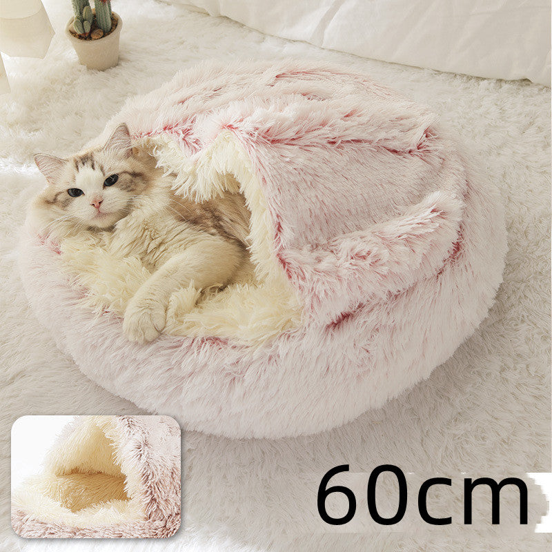 2 in 1 Dog and Cat Bed Pet Winter Bed Round Plush Warm Bed House Soft uncategorized / needs cleanup with nature-inspired artwork - product view 72