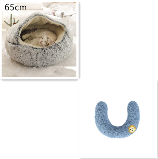 2 in 1 Dog and Cat Bed Pet Winter Bed Round Plush Warm Bed House Soft uncategorized / needs cleanup with nature-inspired artwork - product view 40