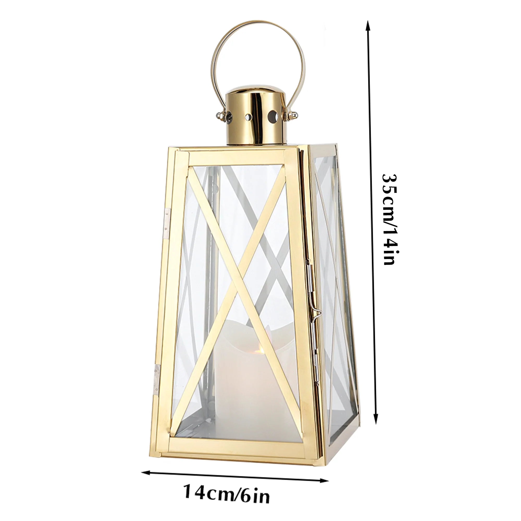 12''h Stainless Steel Decorative Lantern (trapezoid) decorative candle lanterns with nature-inspired artwork - product view 11