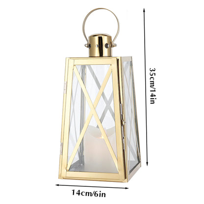 12''h Stainless Steel Decorative Lantern (trapezoid) decorative candle lanterns with nature-inspired artwork - product view 11
