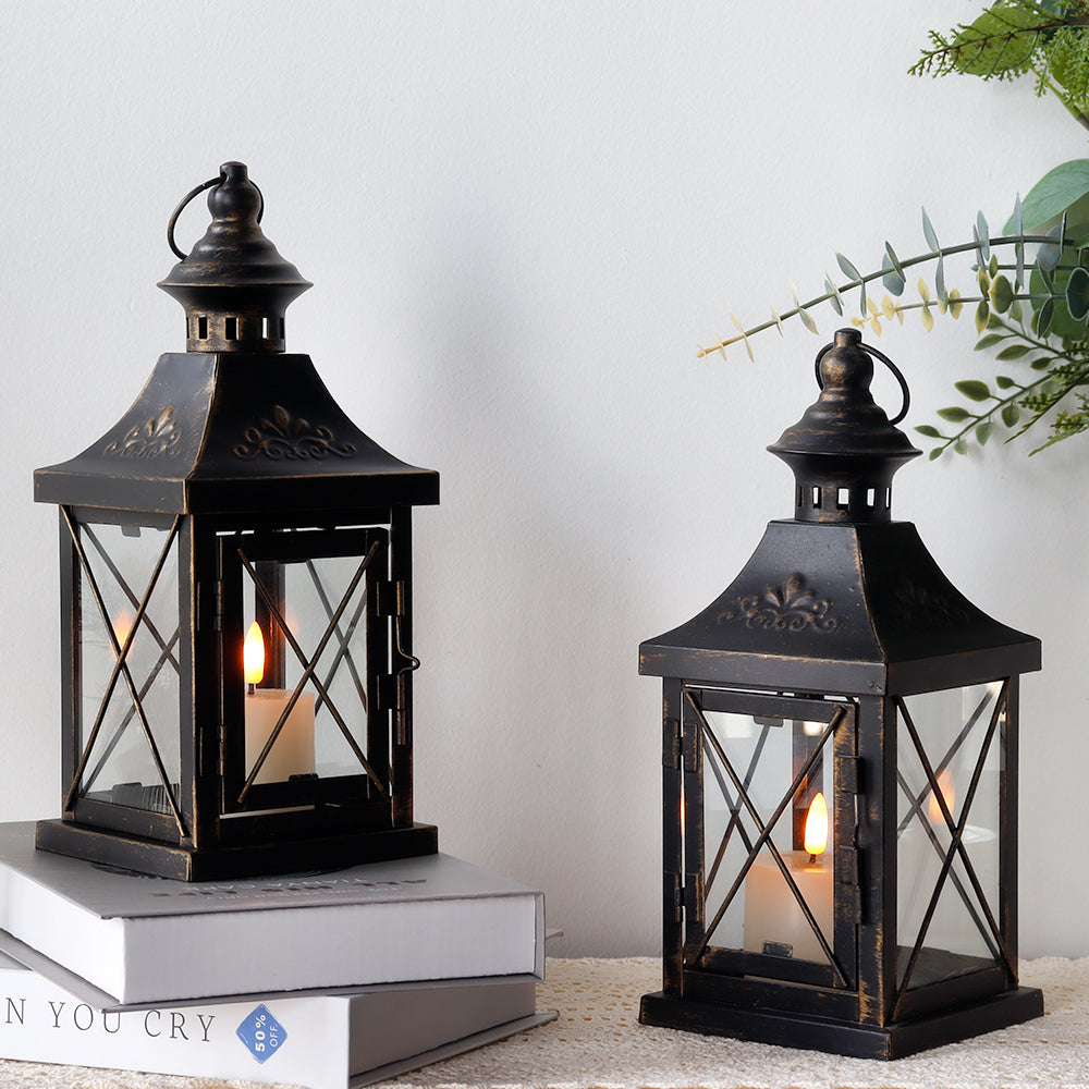 11'' High Metal Decorative Candle Lantern Hanging Candle Holder(set decorative candle lanterns with nature-inspired artwork - product view 3