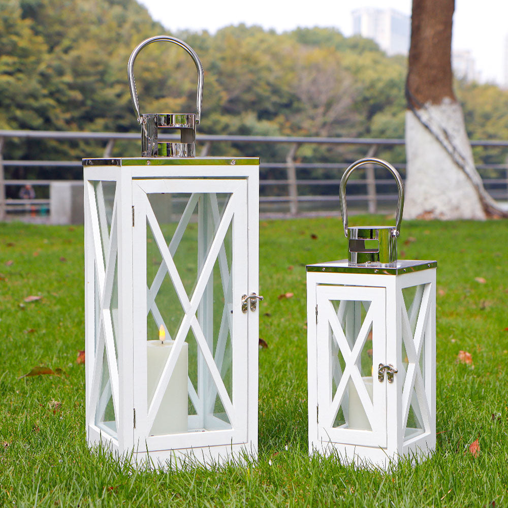 17.5''&24.5'' H Metal Decorative Candle Holders Rustic Hanging decorative candle lanterns with nature-inspired artwork - product view 4
