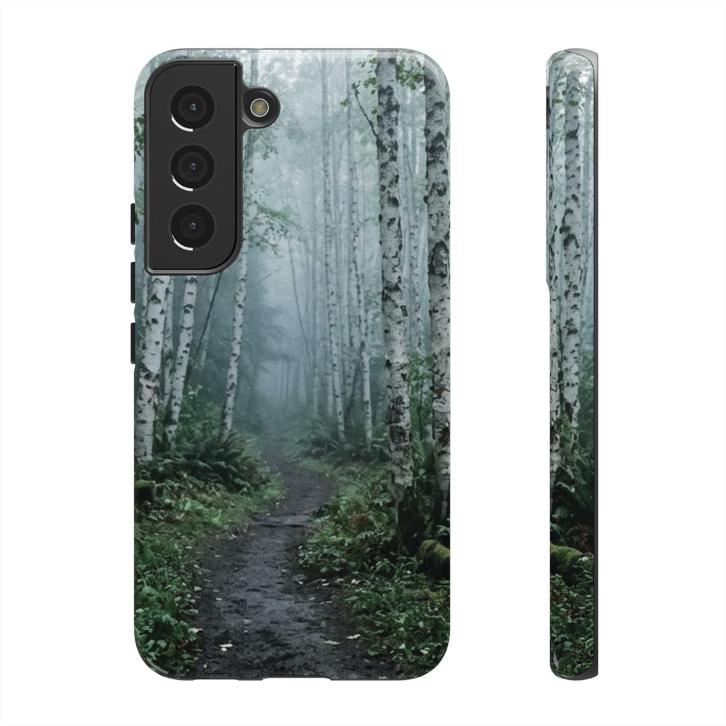 Twilight Birch Tree Path Phone Case
