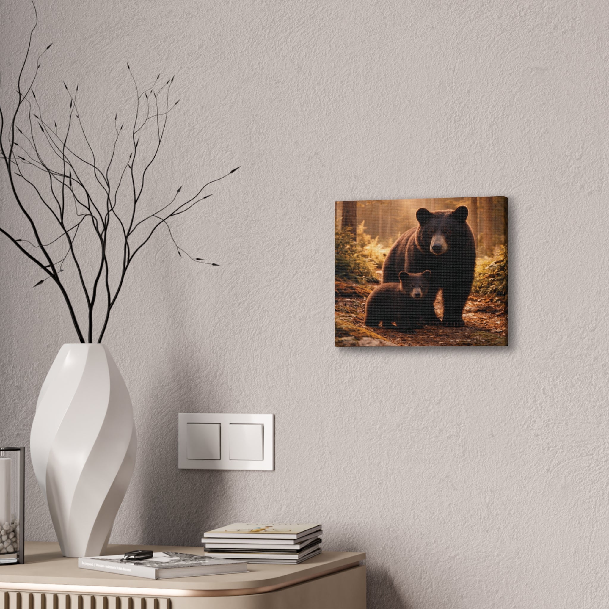 Momma Bear and Cub Wilderness Stretched Canvas