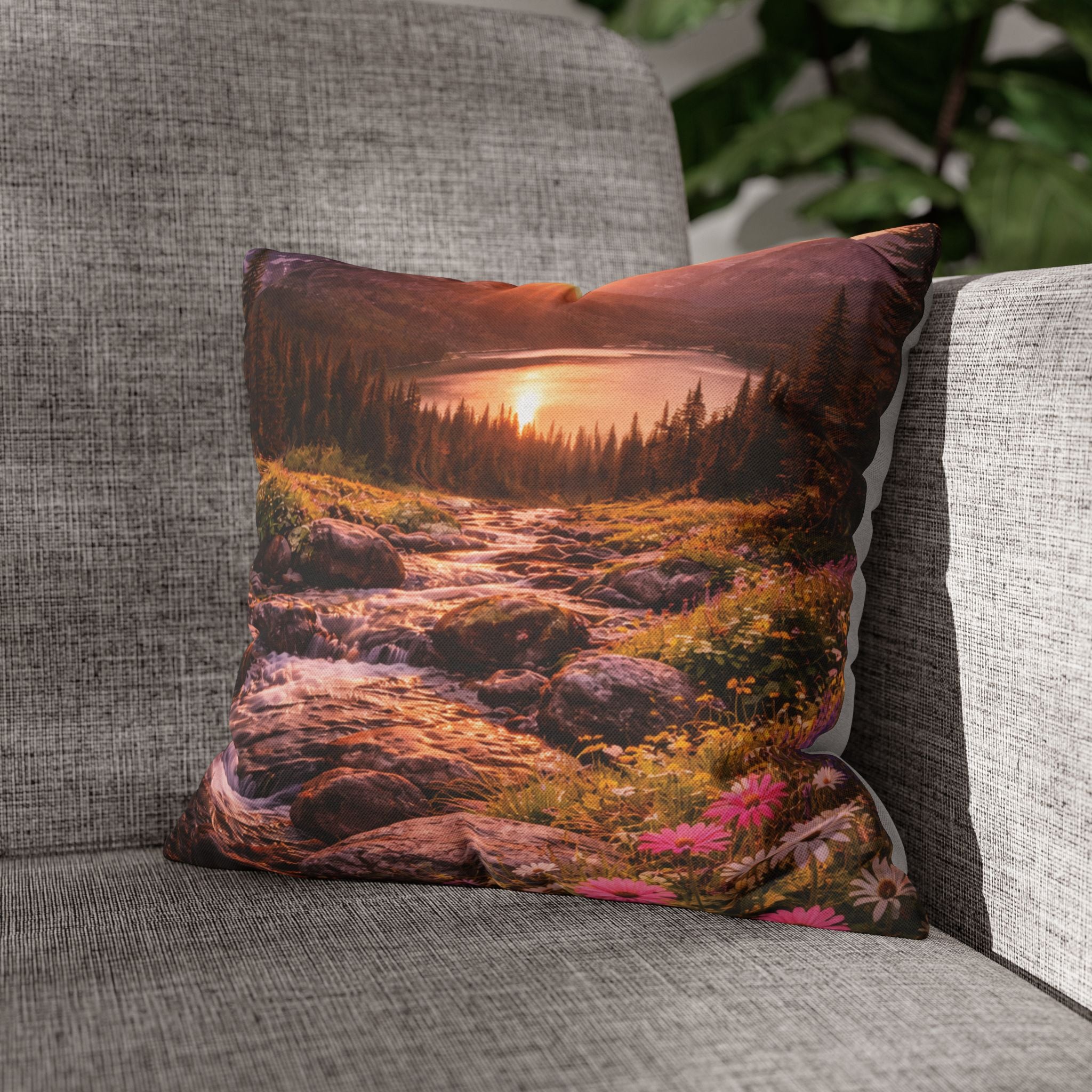 Mountain Meadow Lake Pillow Cover