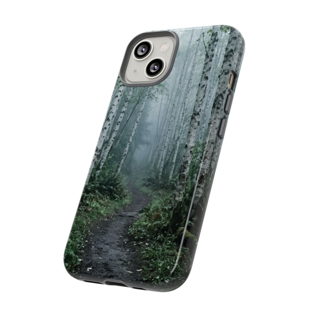 Twilight Birch Tree Path Phone Case