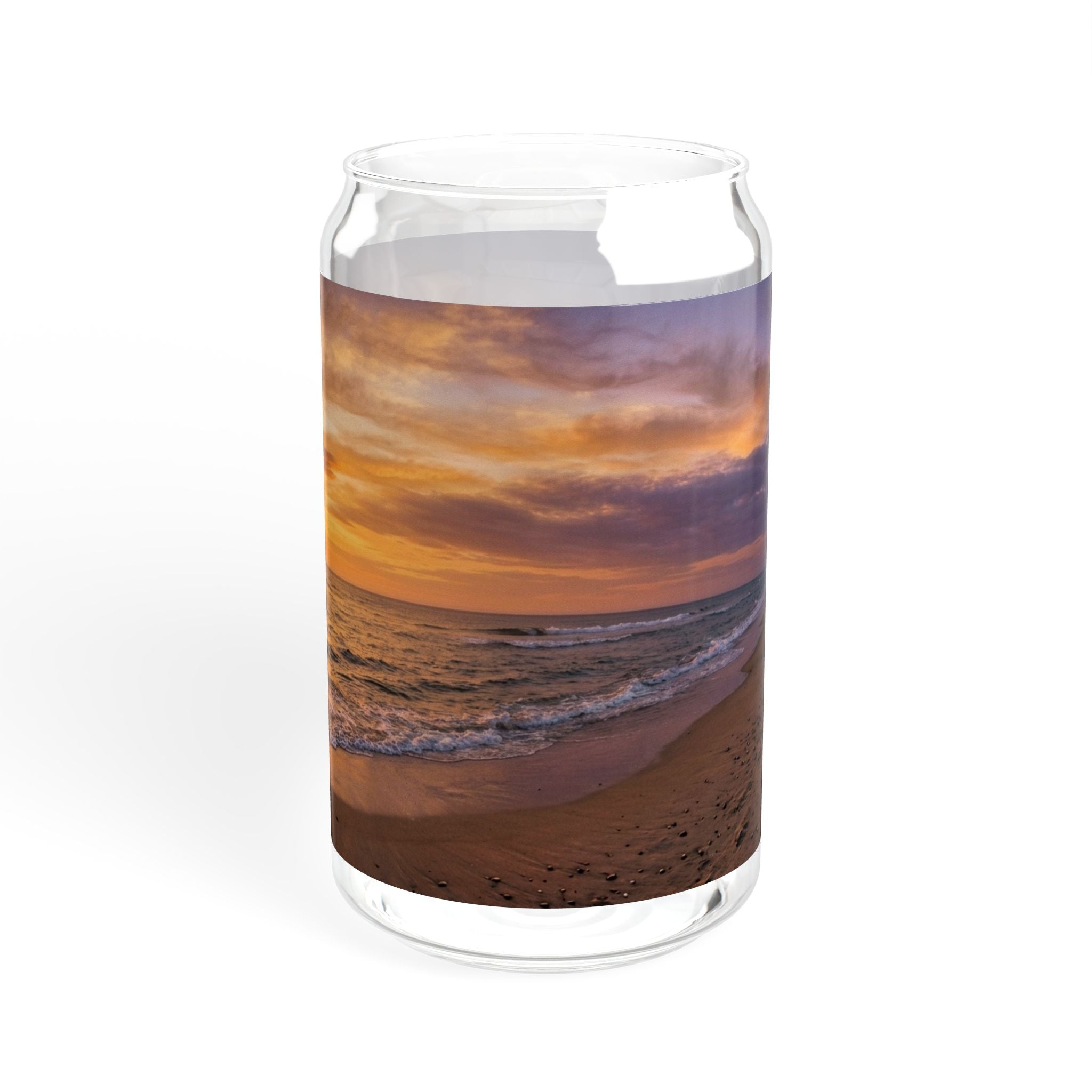 Sunset Beach Scene Sipper Glass - 16oz