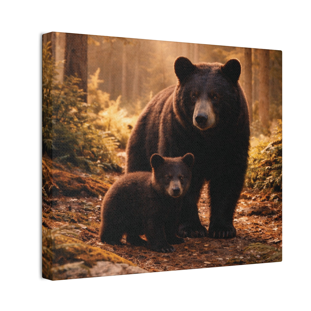 Momma Bear and Cub Wilderness Stretched Canvas