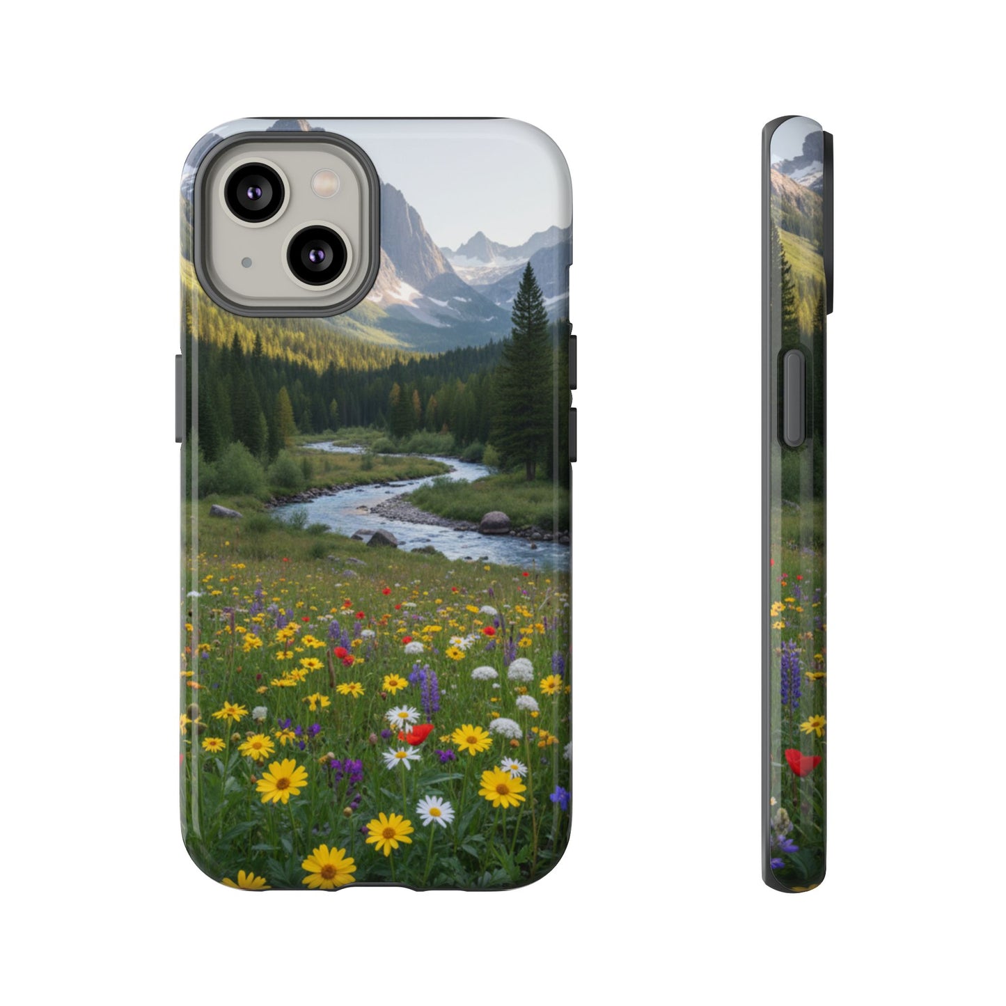 Mountain Meadow Serenity Phone Case - Tough Case with Nature Scenic Design
