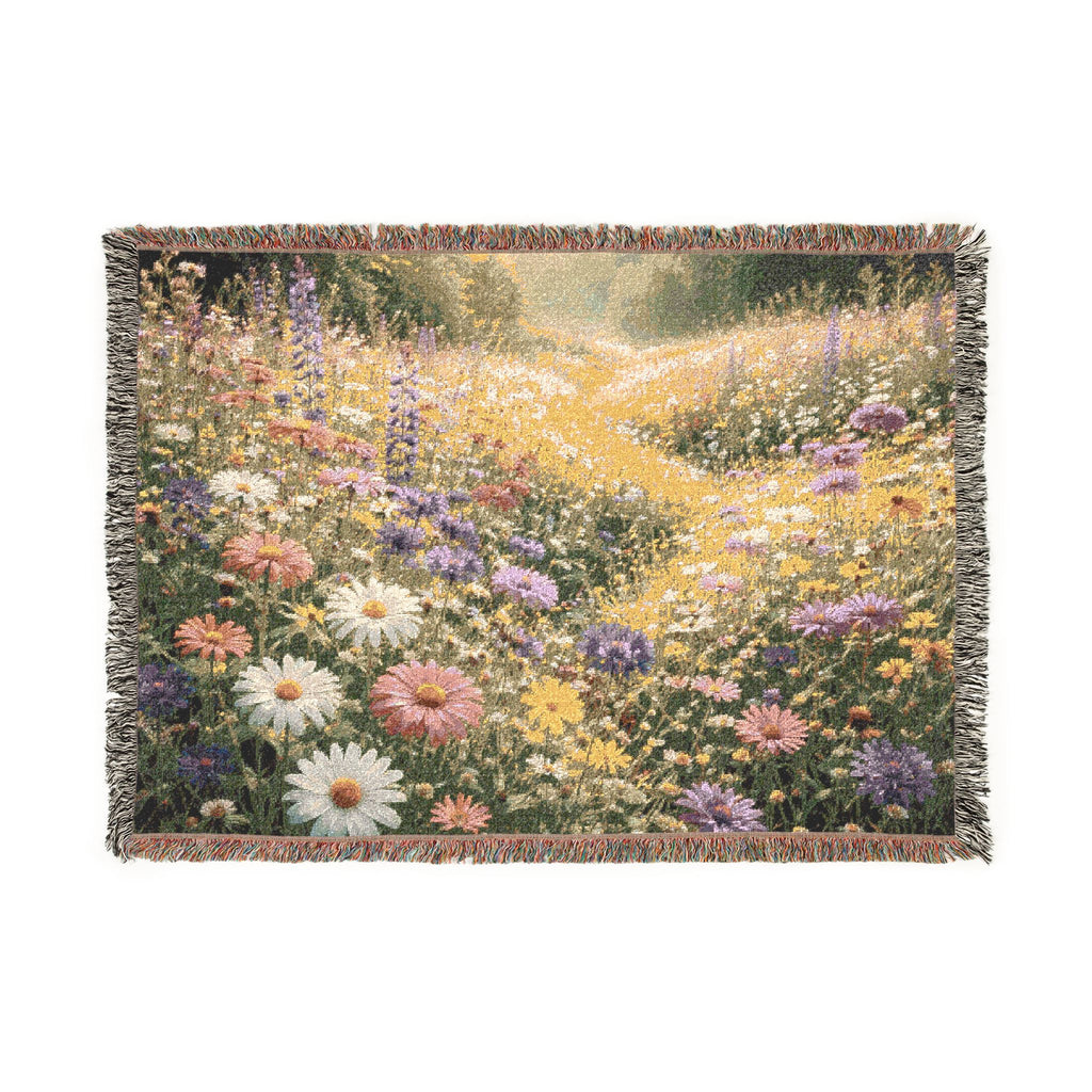 Mountain Meadow Woven Blanket | Scenic Nature Landscape Throw