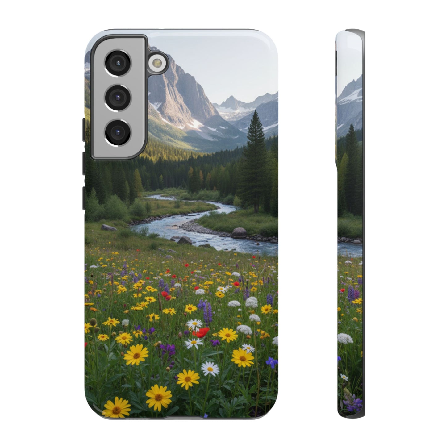 Mountain Meadow Serenity Phone Case - Tough Case with Nature Scenic Design