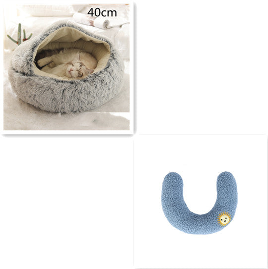 2 in 1 Dog and Cat Bed Pet Winter Bed Round Plush Warm Bed House Soft uncategorized / needs cleanup with nature-inspired artwork - product view 32