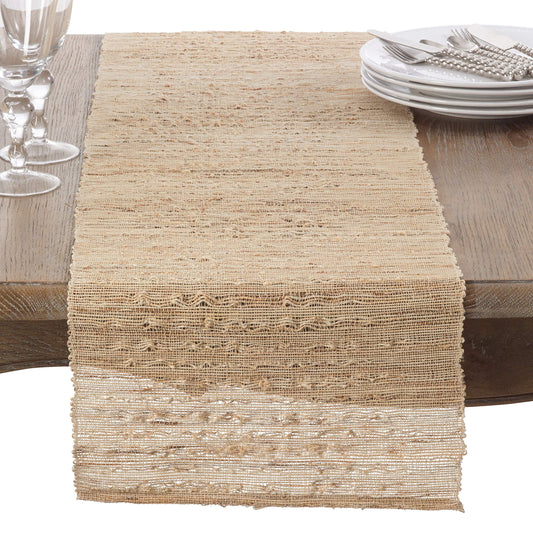 Woven Nubby Natural Ramie Rustic Table Runner 14" W x 90" L