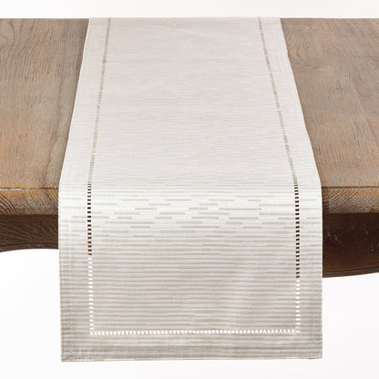 Linette Shimmering Hemstitched Table Runner, Tablecloth or Napkins