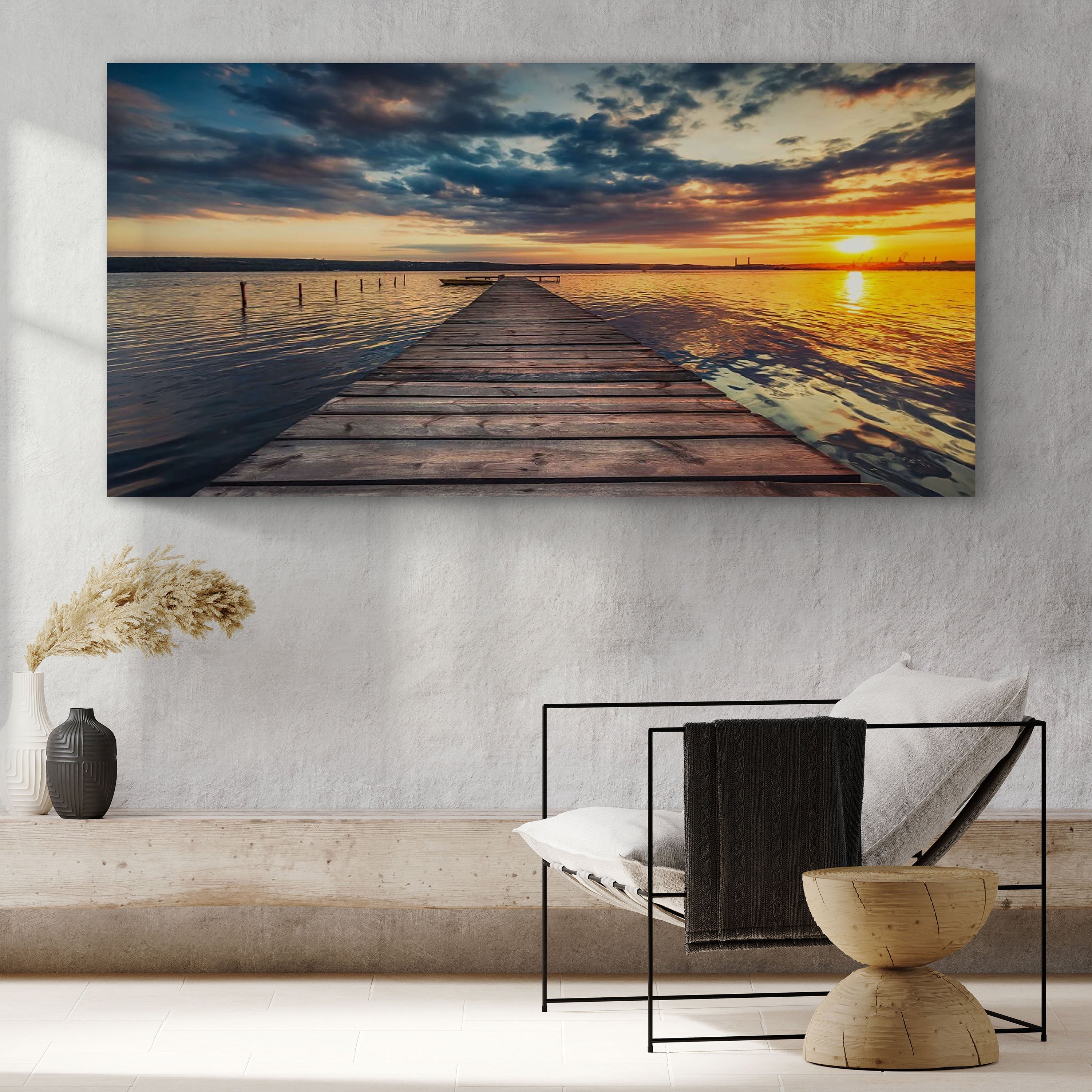 Small Dock by the Vibrant Lake Canvas wall art with nature-inspired artwork - product view 2