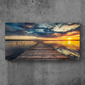 Small Dock by the Vibrant Lake Canvas wall art with nature-inspired artwork