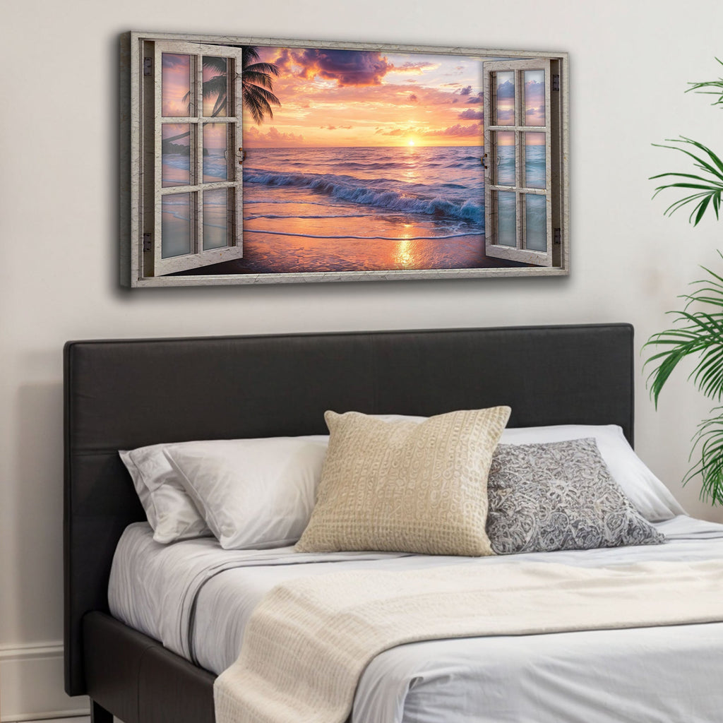 Sunset Beach Window Scenery wall art with nature-inspired artwork