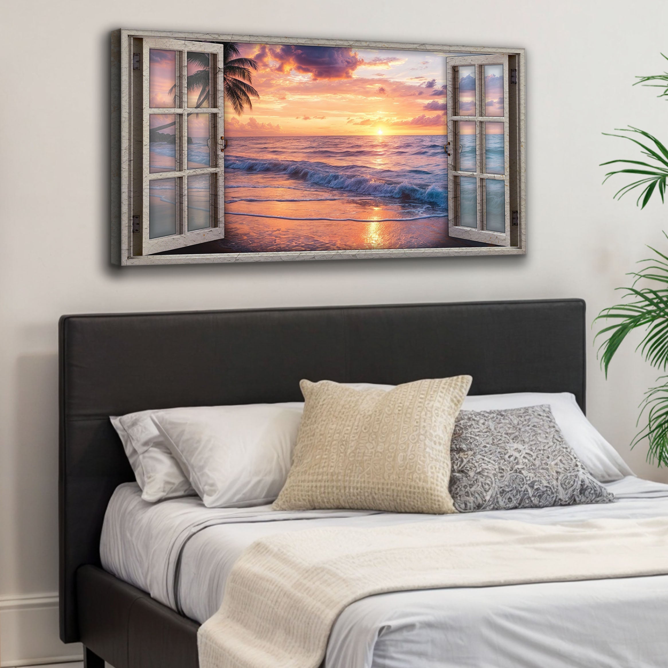 Sunset Beach Window Scenery wall art with nature-inspired artwork