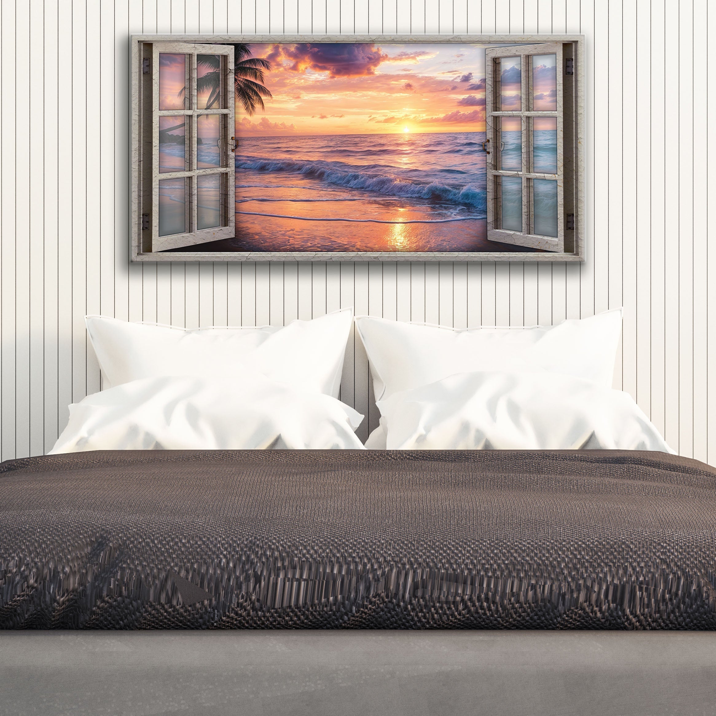 Sunset Beach Window Scenery wall art with nature-inspired artwork - product view 2