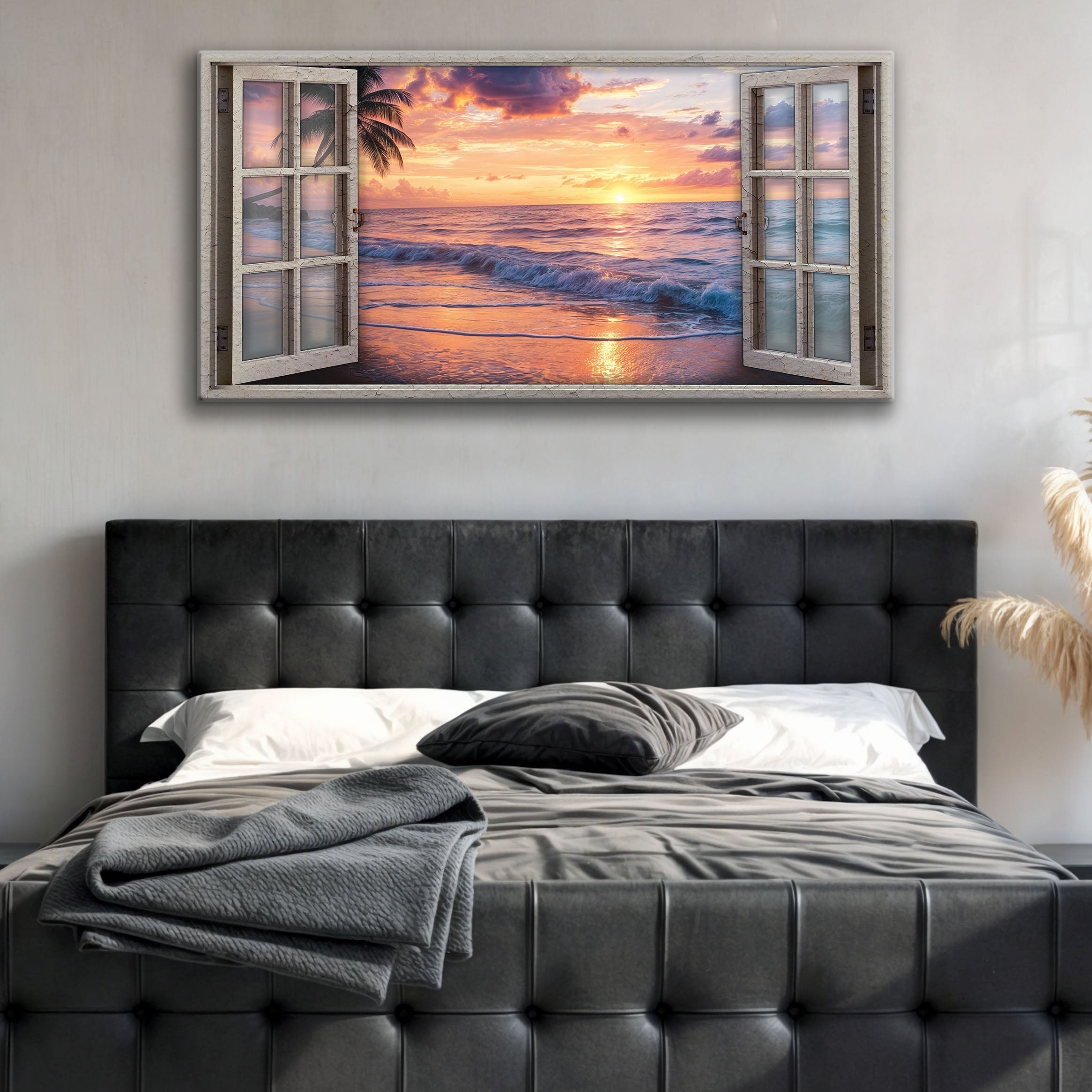 Sunset Beach Window Scenery wall art with nature-inspired artwork - product view 3