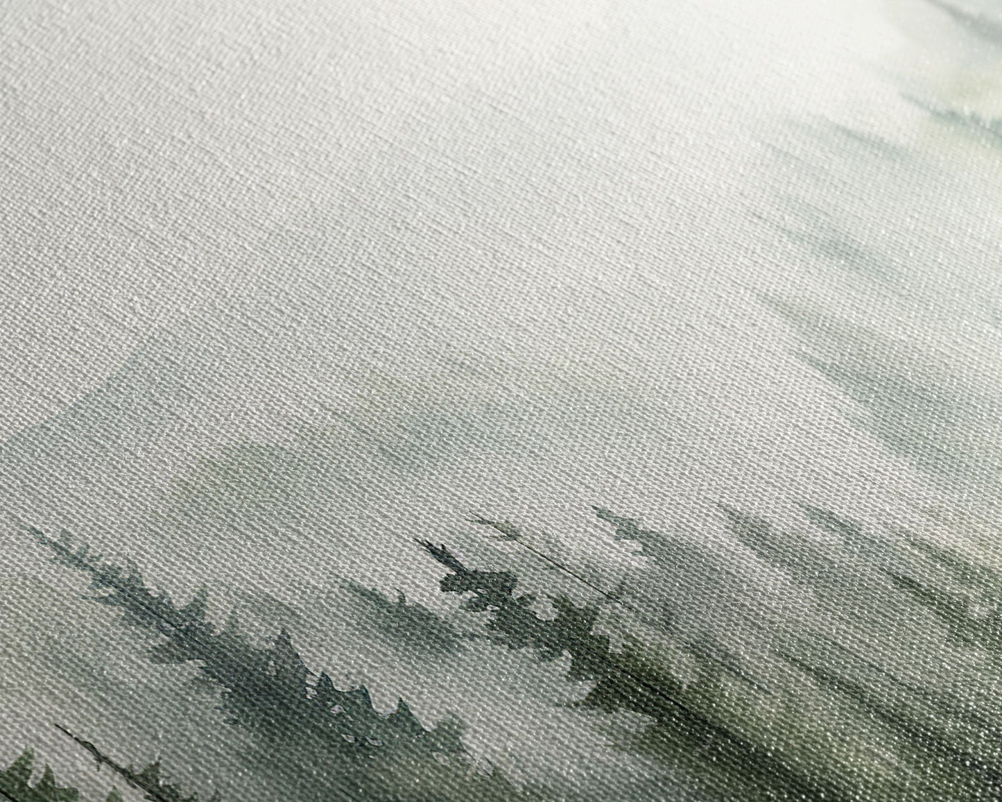 3 Panel Emerald Green Pinetree Mountain | Framed Canvas Print