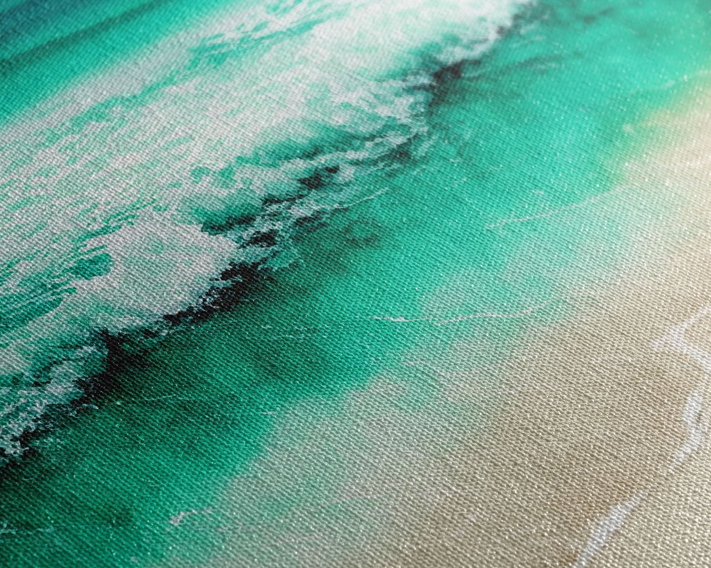 Emerald Green Waves Breaking | Framed Canvas Print