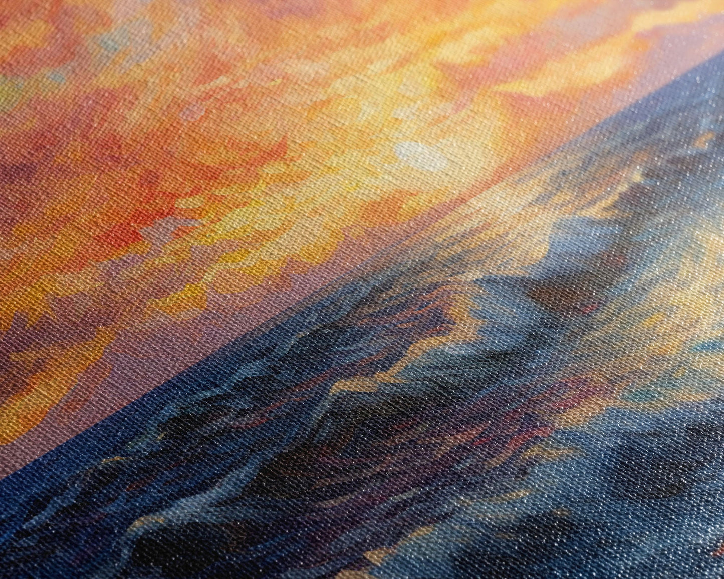 3 Panel Watercolor Blue Beach and Ocean Waves | Framed Canvas Print