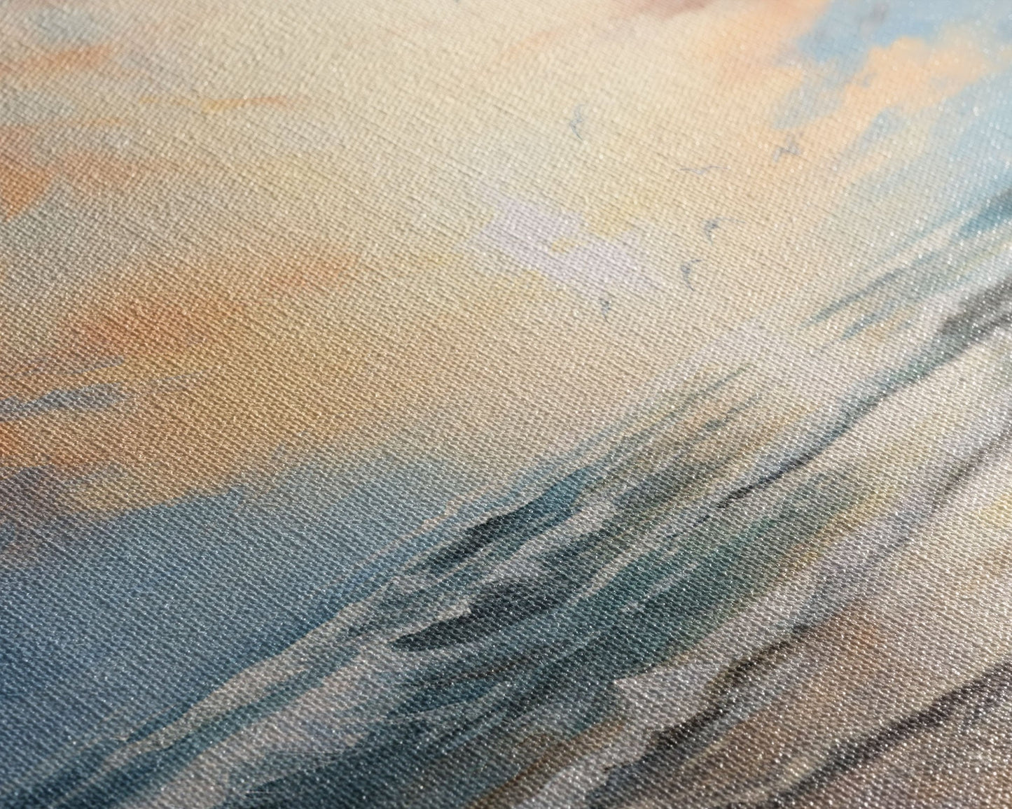 3 Panel Oil Painting Beach Sunrise | Framed Canvas Print