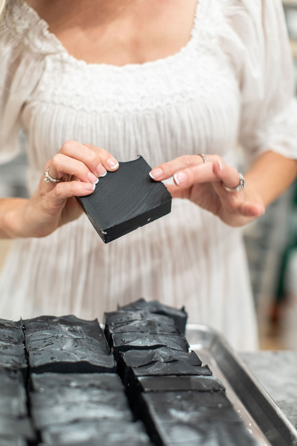 Clarifying Charcoal Bar Handmade Tallow and Goat Milk Soap Bar bar soap with nature-inspired artwork - product view 3