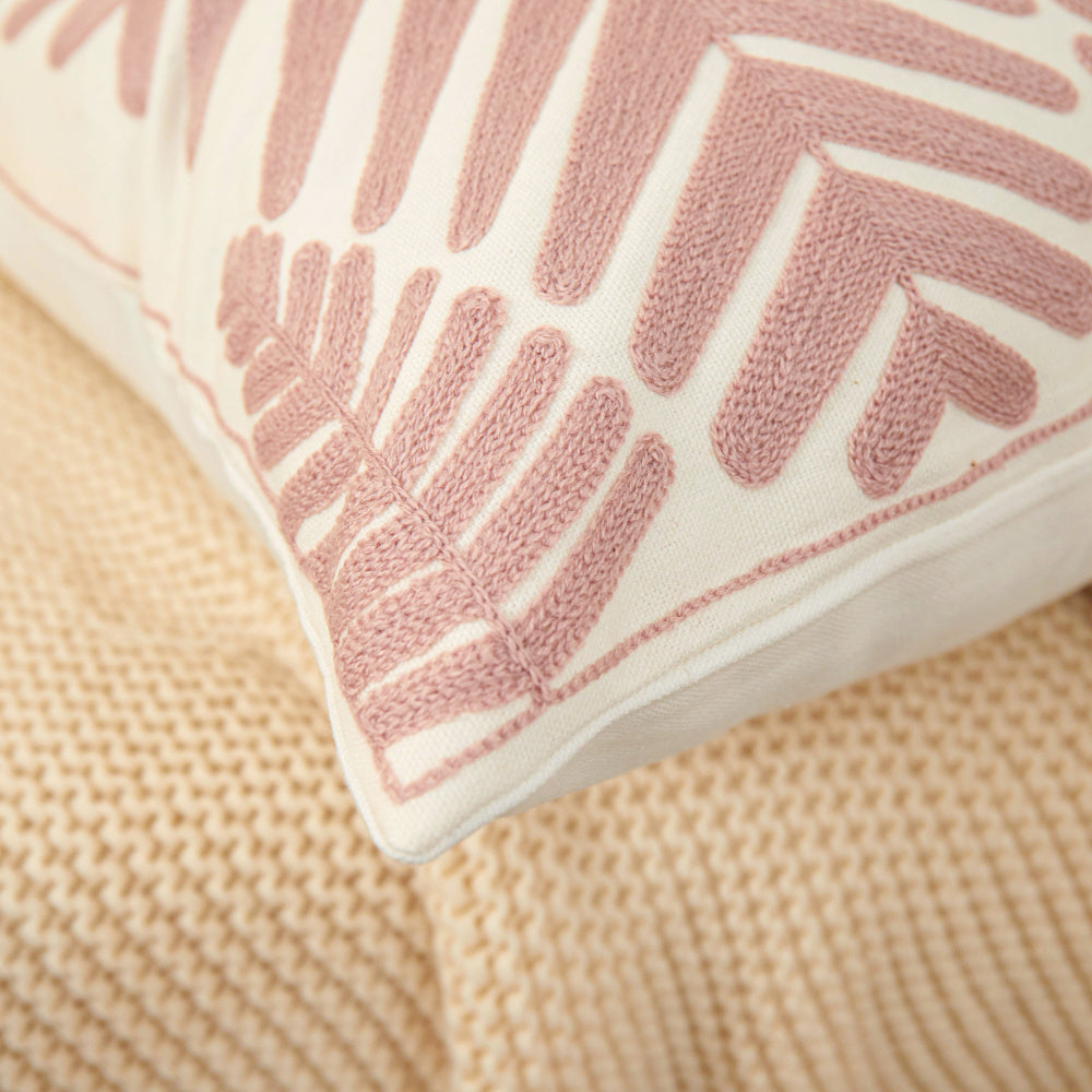 Textured Cotton Blend Leaf Tropical Design Throw Pillow (with Insert) pillow cover with nature-inspired artwork - product view 7