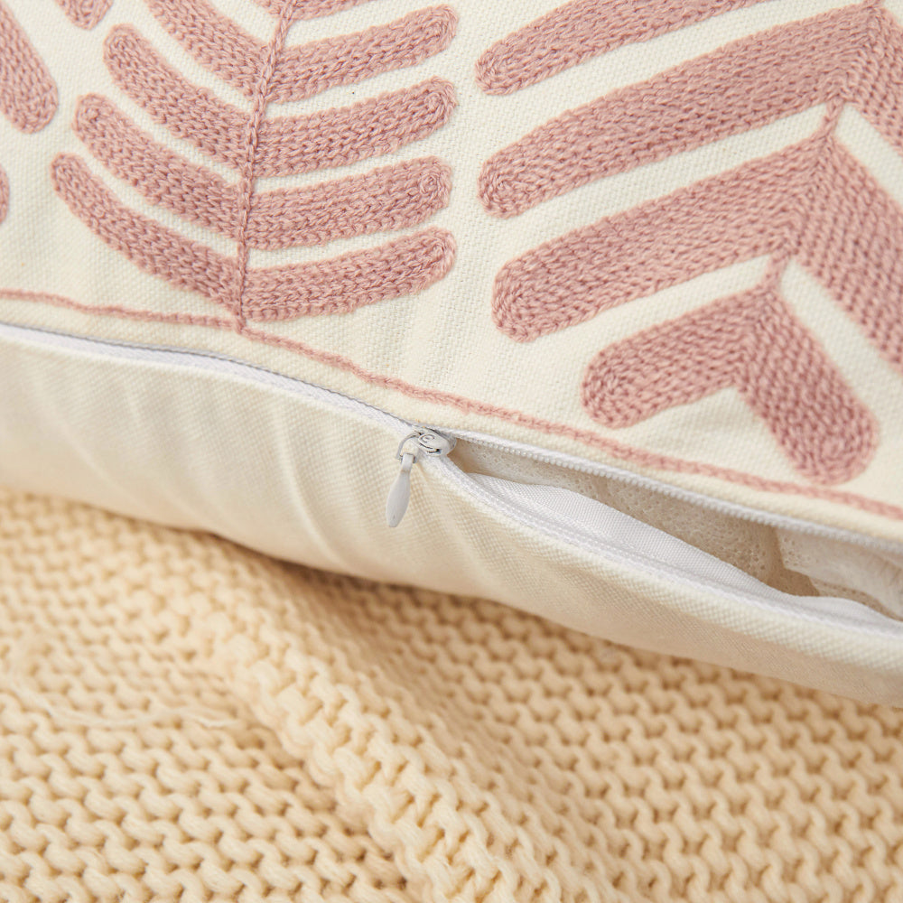 Textured Cotton Blend Leaf Tropical Design Throw Pillow (with Insert) pillow cover with nature-inspired artwork - product view 8