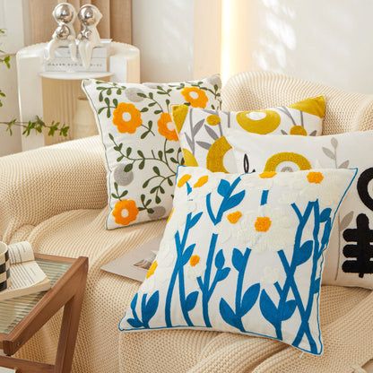 18"x18" Sunshine Blossom Whimsical Floral Full Set of Throw Pillow pillow cover with nature-inspired artwork - product view 6