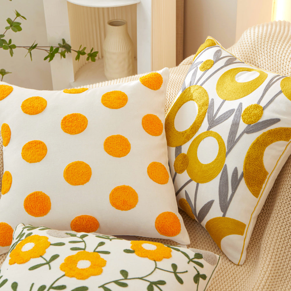 18"x18" Sunshine Blossom Whimsical Floral Full Set of Throw Pillow pillow cover with nature-inspired artwork - product view 8