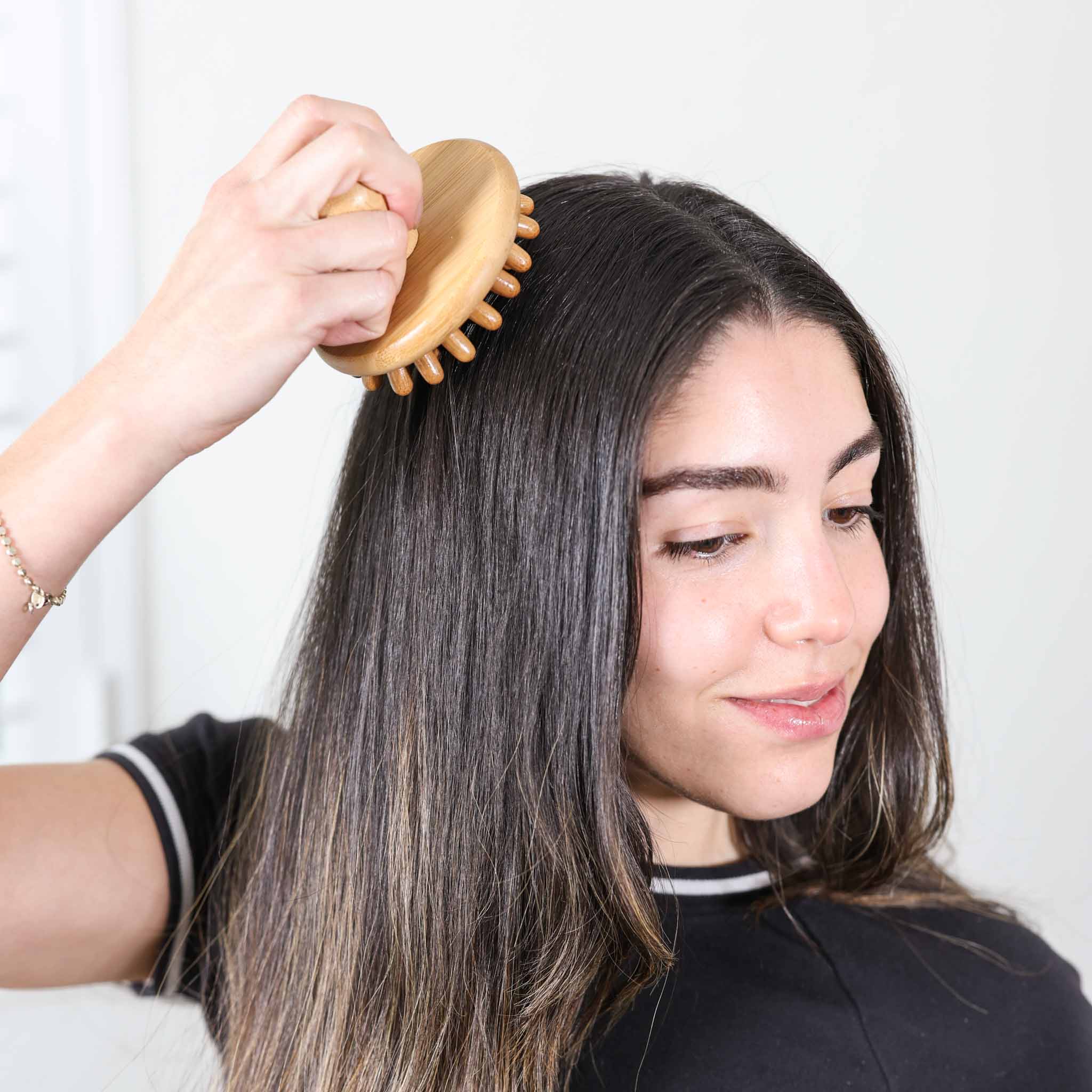Bamboo Stimulating Scalp Massager uncategorized / needs cleanup with nature-inspired artwork