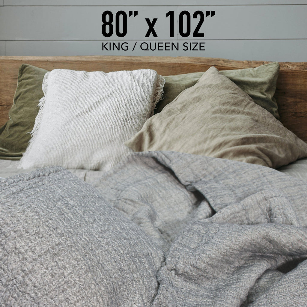 100% Cotton Reversible Muslin Coverlet 80" X 102" throw blankets with nature-inspired artwork