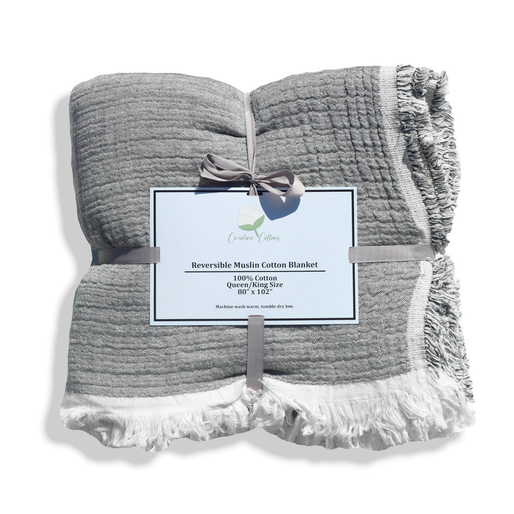 100% Cotton Reversible Muslin Coverlet 80" X 102" throw blankets with nature-inspired artwork - product view 2