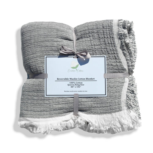 100% Cotton Reversible Muslin Coverlet 80" X 102" throw blankets with nature-inspired artwork - product view 2