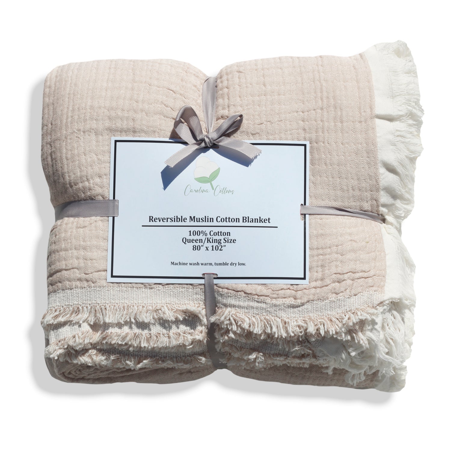 100% Cotton Reversible Muslin Coverlet 80" X 102" throw blankets with nature-inspired artwork - product view 3