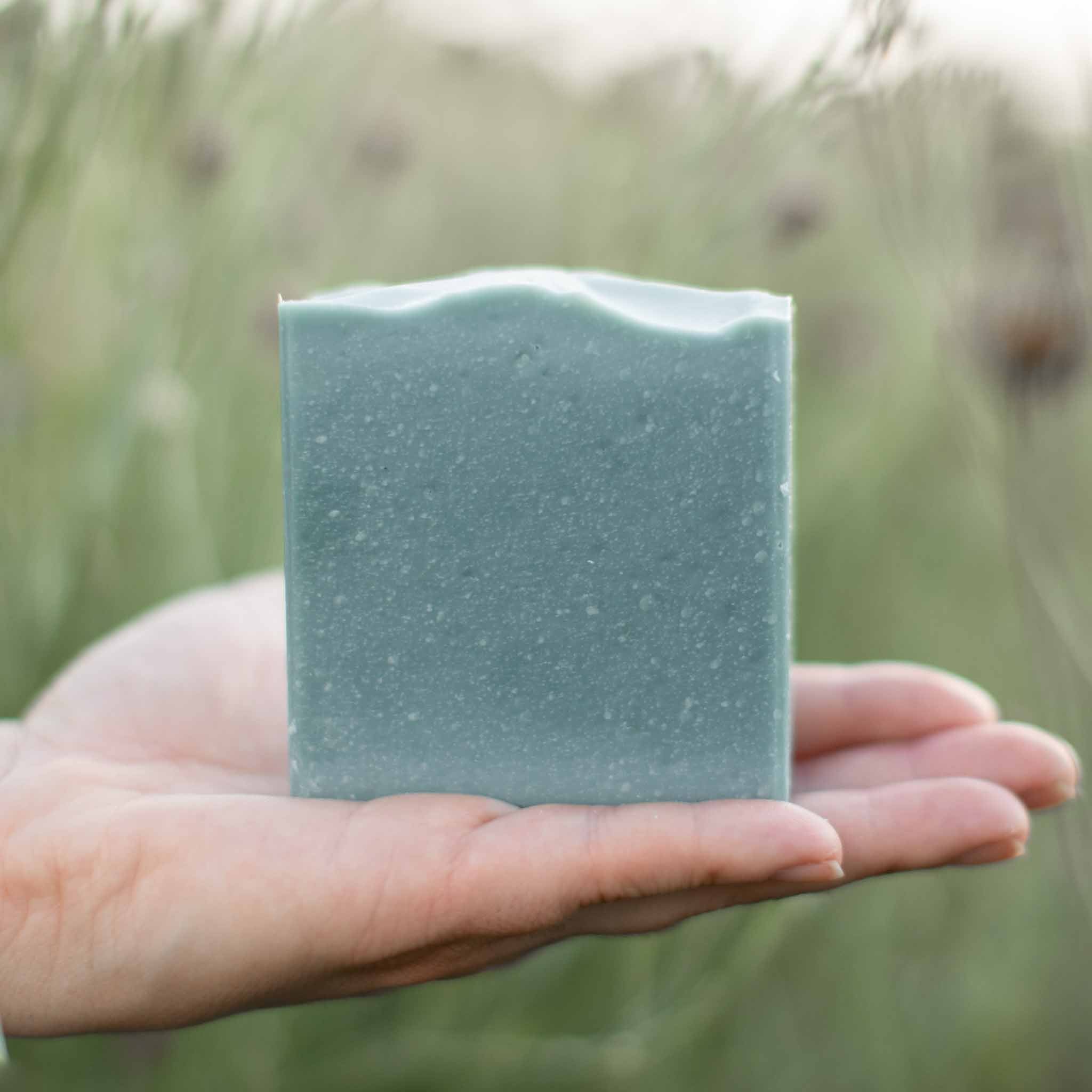 Blue Beauty Cream Facial Bar bar soap with nature-inspired artwork