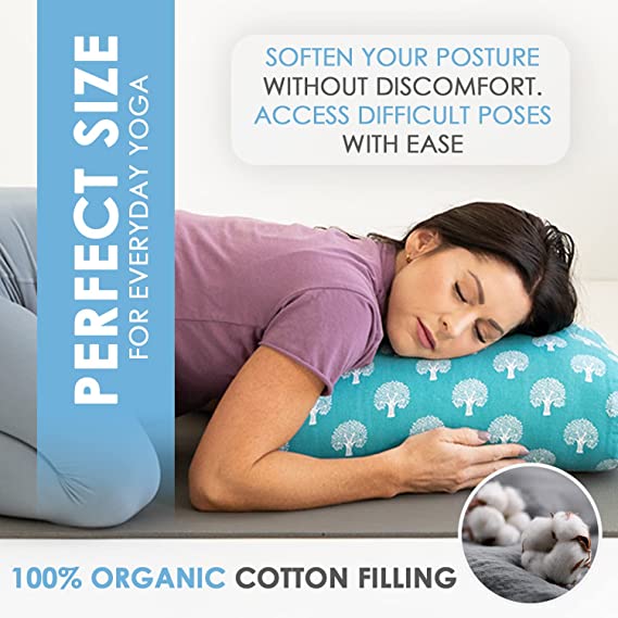 Organic Cotton Size Yoga Bolster Set yoga bolster with nature-inspired artwork - product view 3
