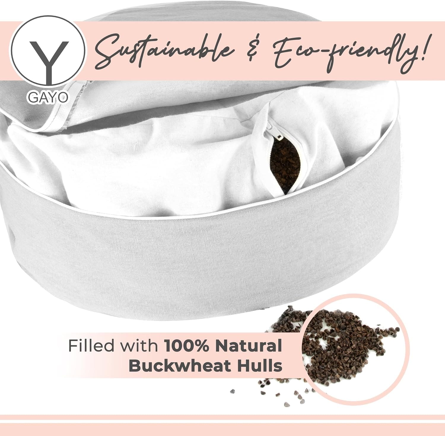 Premium Buckwheat Meditation Cushion yoga meditation pillow with nature-inspired artwork - product view 2