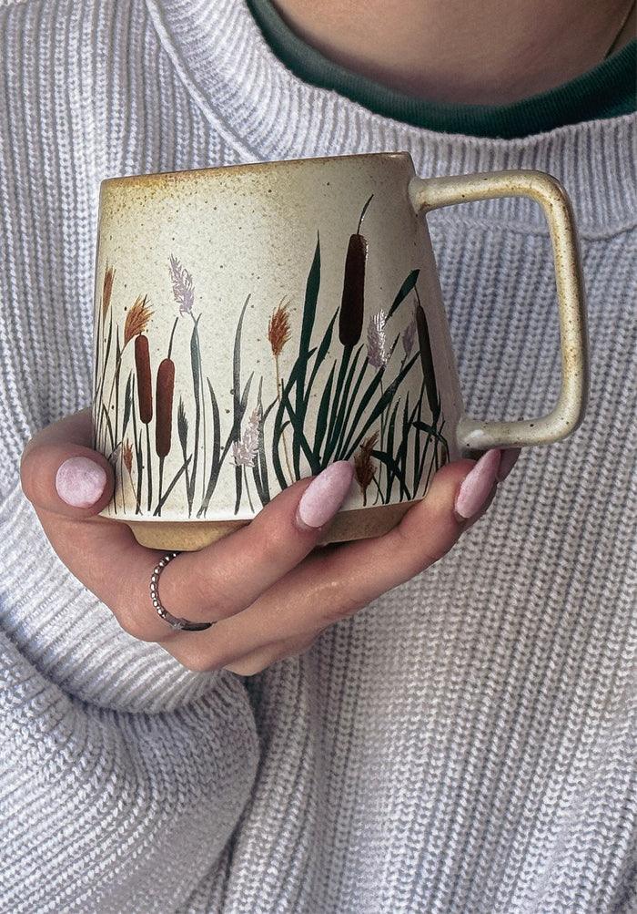 Cat Tail ceramic mug with nature-inspired artwork - product view 2